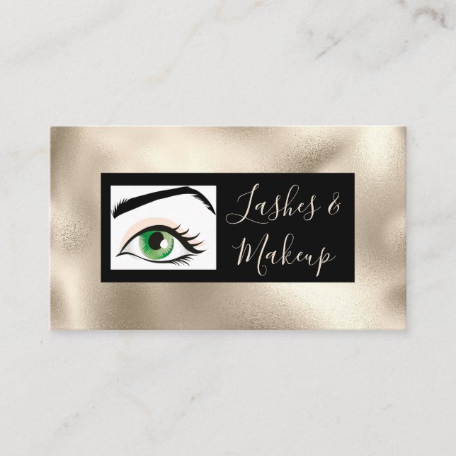 Elegant Lashes & Makeup Artists, DIY Name Gold&Blk Business Card (Front)