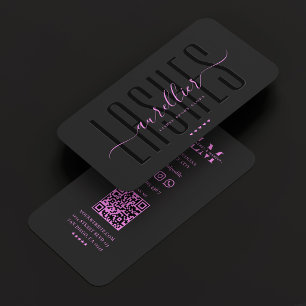 Elegant Lashes Makeup Brow Artist Black Purple Business Card