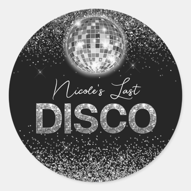 Elegant Last Disco Bachelorette Custom Classic Round Sticker (Front)