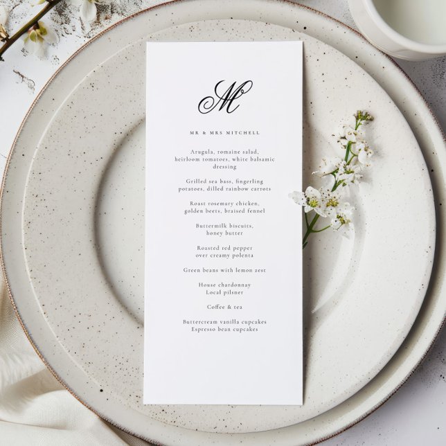 Elegant Last Name Initial Wedding Reception Menu (Creator Uploaded)