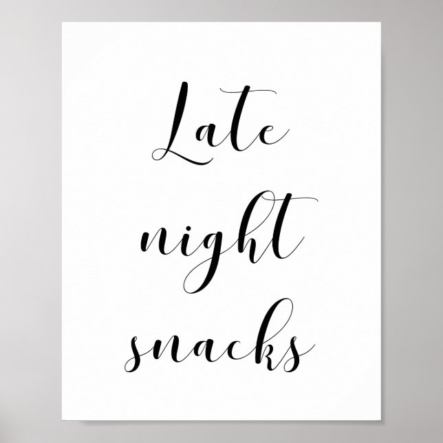 Elegant Late night snacks wedding sign (Front)