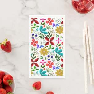 Elegant Latin American Folk Floral Napkin