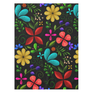 Elegant Latin American Folk Floral Tablecloth