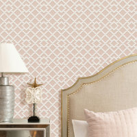 Elegant Lattice Geometric Pattern Pink Off-white