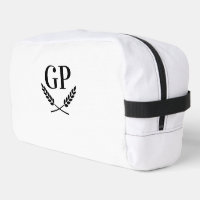 Elegant laurel crest monogram logo toiletry bag