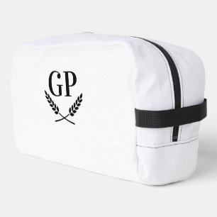 Elegant laurel crest monogram logo toiletry bag