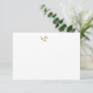 Elegant Laurel Monogram Mocha Brown Chic Flat Card