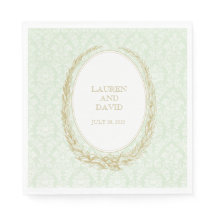 Elegant Laurel Wreath | Green Damask
