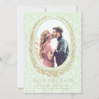 Elegant Laurel Wreath | Green Damask Photo