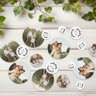 Elegant Laurel Wreath Monogram Photos Wedding Confetti
