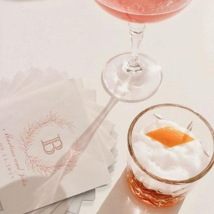 Elegant Laurel Wreath Monogram Wedding Foil Napkins