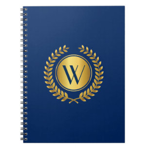 Elegant Laurel Wreath with Monogram Initial Spiral Notebook