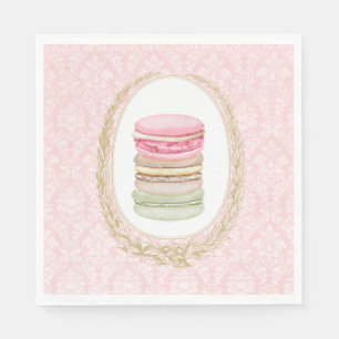 Elegant Laurel Wreath with Pastel Macarons Napkin