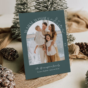 Elegant Laurels Arch Photo Holiday Card Evergreen