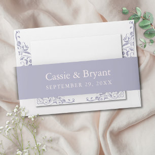 Elegant Lavendar Purple French Lilac Wedding Invitation Belly Band