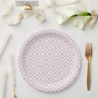 Elegant Lavender Abstract Geometric Pattern Paper Plate