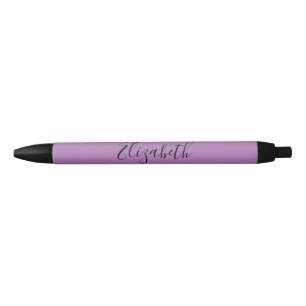 Elegant Lavender and Black Script Text Name Ink Pen