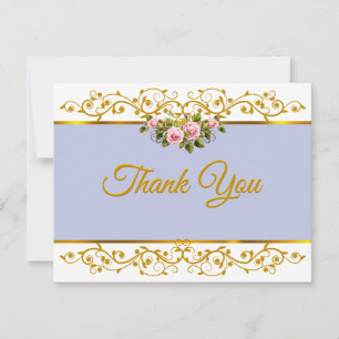 Elegant Lavender and Gold Floral Thank You Card