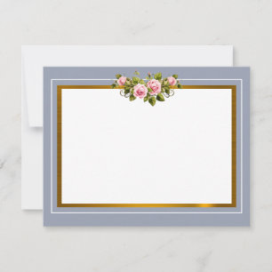 Elegant Lavender and Pink Rose Floral Gold Frame Card