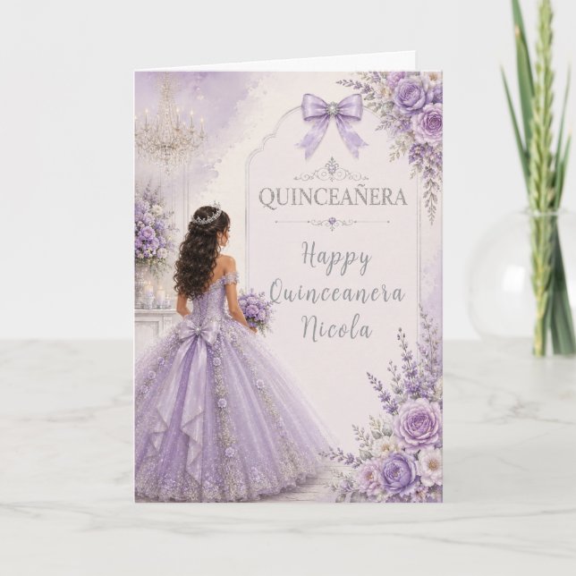 Elegant Lavender and Silver Quince Card (Front)