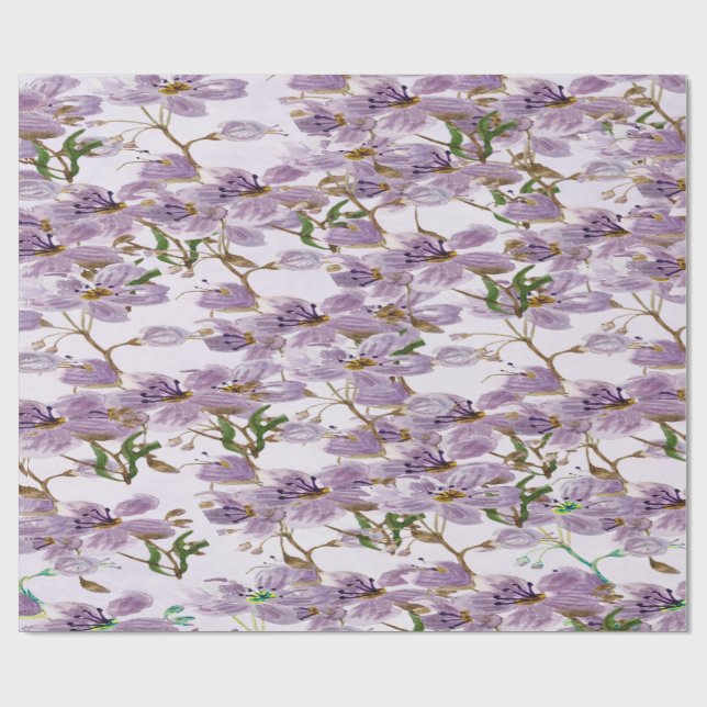 Elegant Lavender Bloom Wrapping Paper Roll (Flat)