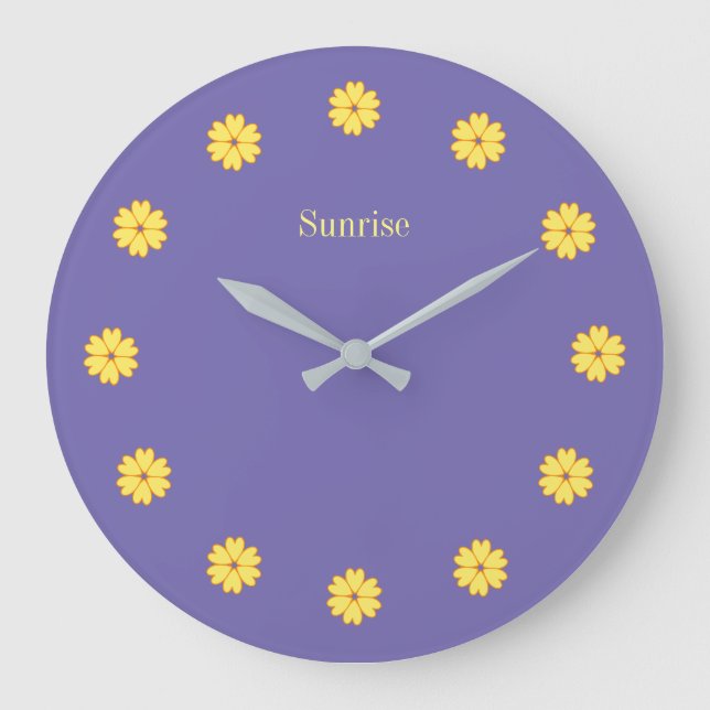 Elegant Lavender Blue & Flowers Wall Clock (Front)