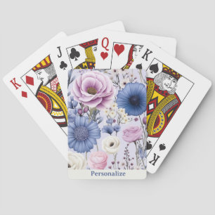 Elegant Lavender Blue White Flower Garden Floral Playing Cards