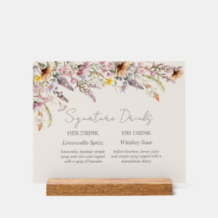 Elegant Lavender, Blush and Cream Wildflowers Acrylic Sign