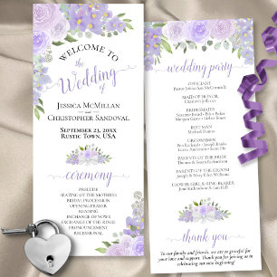 Elegant Lavender Boho Watercolor Floral Wedding Programme