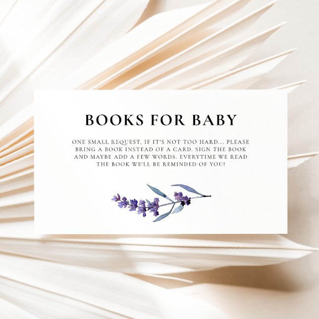Elegant Lavender Books for Baby Request Enclosure Card (Creator Uploaded)