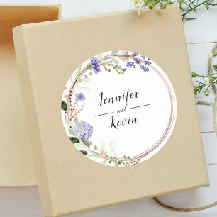 Elegant Lavender Botanical Greenary Wedding  Classic Round Sticker