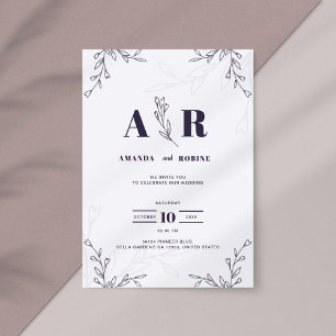 Elegant Lavender Botanical Wedding Invitation