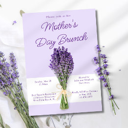 Elegant Lavender Bouquet Mother's Day Brunch Invitation