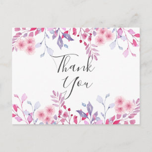 Elegant Lavender Bouquet Script Business Thank You Postcard