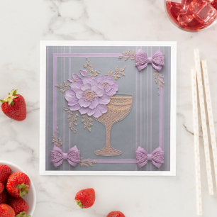 Elegant Lavender Bouquet Wedding Napkin