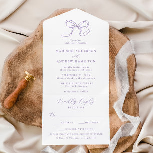 Elegant Lavender Bow Wedding All In One Invitation