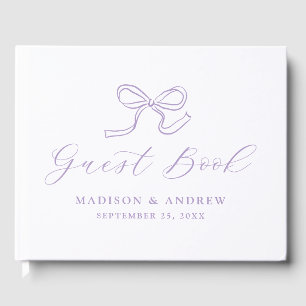 Elegant Lavender Bow Wedding Guest Book