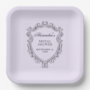 Elegant Lavender Bridal Shower Party Paper Plate