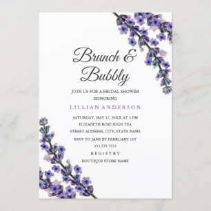 Elegant Lavender Brunch and Bubbly Bridal Shower Invitation