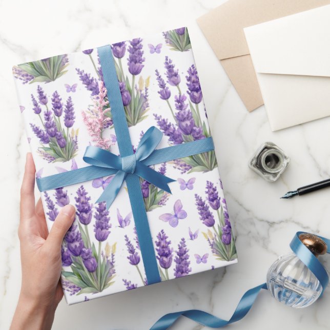 Elegant Lavender Butterfly Purple Floral  Wrapping Paper (Gifting)