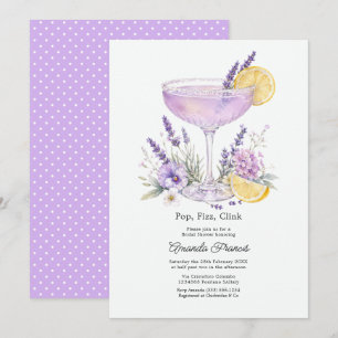 Elegant Lavender Cocktail Floral Bridal Shower Invitation