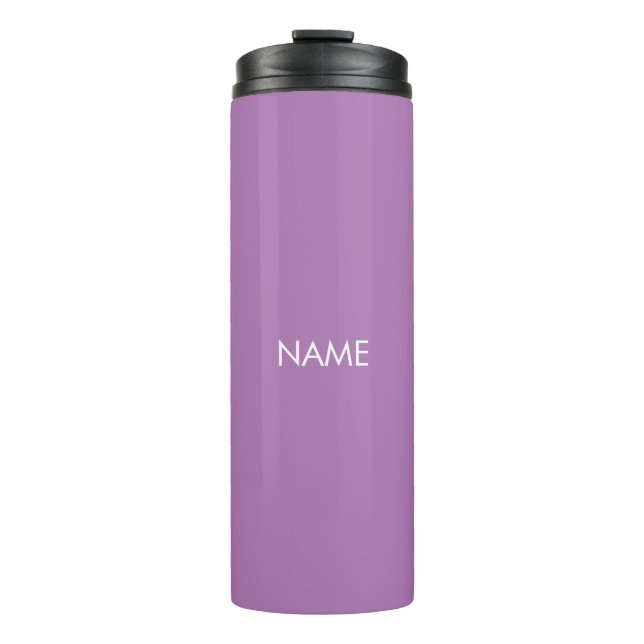 Elegant lavender custom name text monogram modern  thermal tumbler (Front)