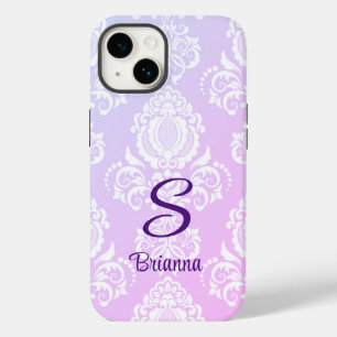 Elegant Lavender Damask Monogram Case-Mate iPhone 14 Case
