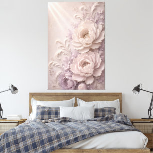 Elegant Lavender Embossed Rose Pattern Canvas Print