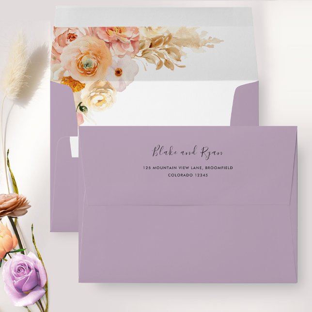 Elegant Lavender Envelope with Peach Floral Inside (Creator Uploaded)