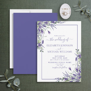 Elegant Lavender Eucalyptus Floral Script Wedding Invitation