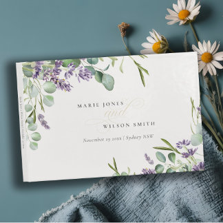 Elegant Lavender Eucalyptus Leafy Foliage Wedding Guest Book