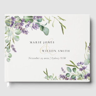 Elegant Lavender Eucalyptus Leafy Foliage Wedding Guest Book