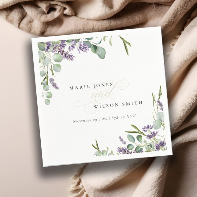 Elegant Lavender Eucalyptus Leafy Foliage Wedding Napkin (Creator Uploaded)
