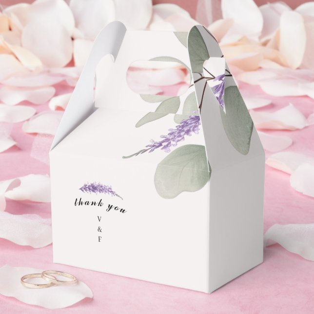 Elegant Lavender Eucalyptus Leaves Favour Box (Wedding)